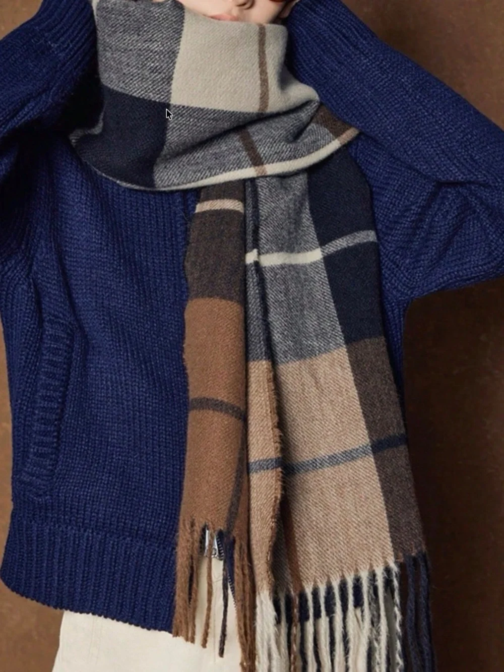 Classic Checkered Plaid Tassel Blanket Scarf